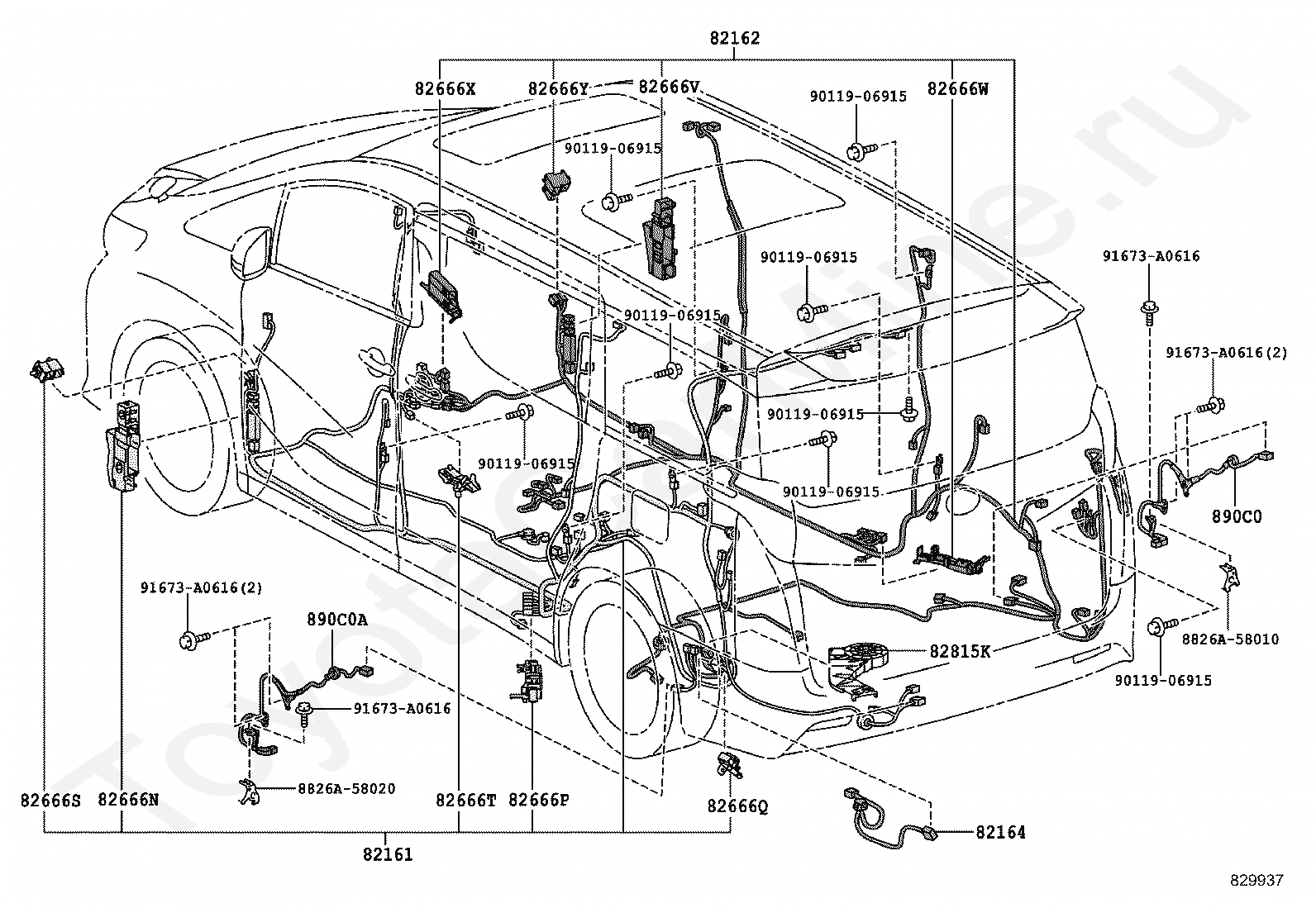 Проводка Тойота для ALPHARD/VELLFIRE/HV, 2018/01 - 2024, 2,5 литра, 16 .