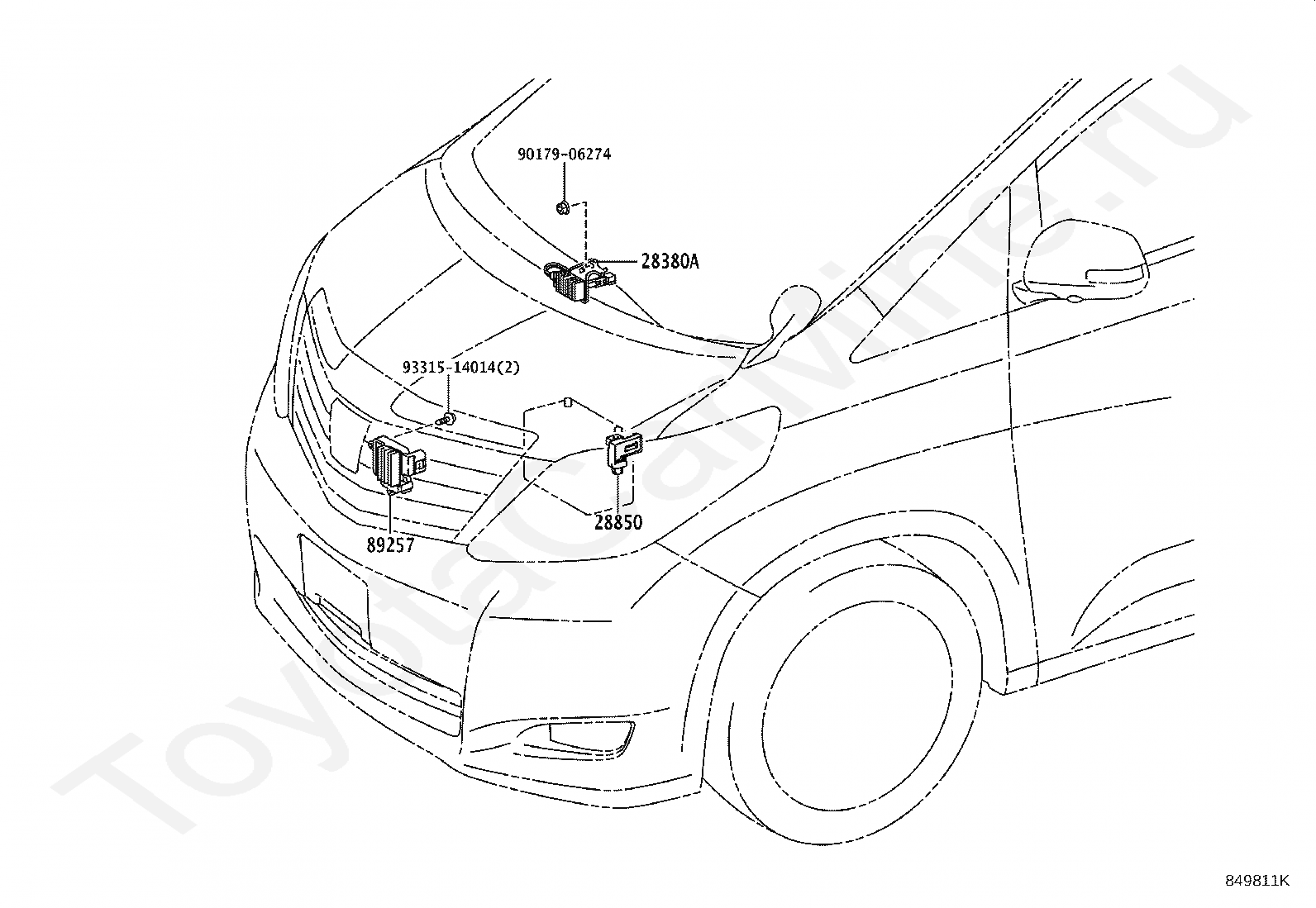 Реле и кнопки Тойота для ALPHARD/VELLFIRE/HV, 2011/12 - 2015/01, 2,4 .