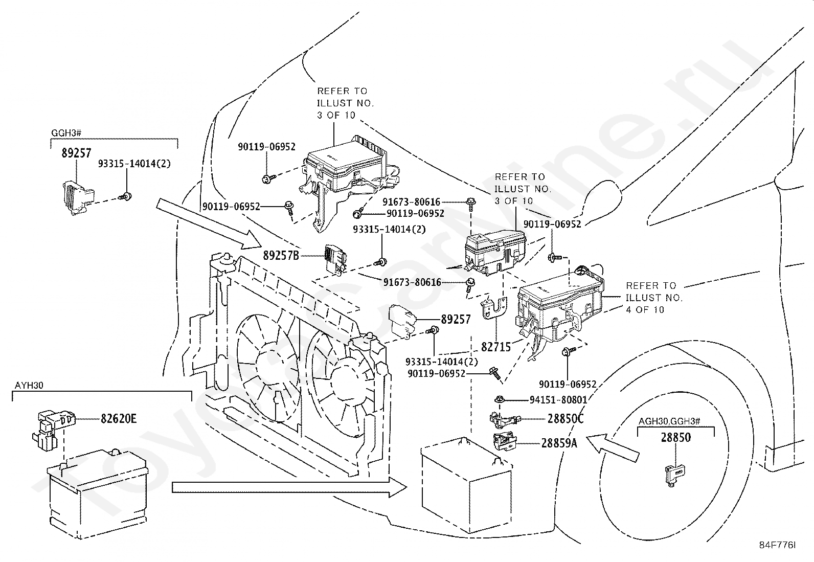 Реле и кнопки Тойота для ALPHARD/VELLFIRE/HV, 2015/01 - 2018/01, 3,5 .