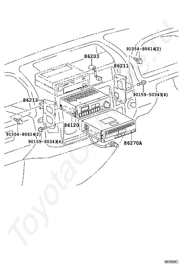 Радиоприемник Тойота для DYNA/TOYOACE, 1999/05 - 2004/06, 4,6 литра ...