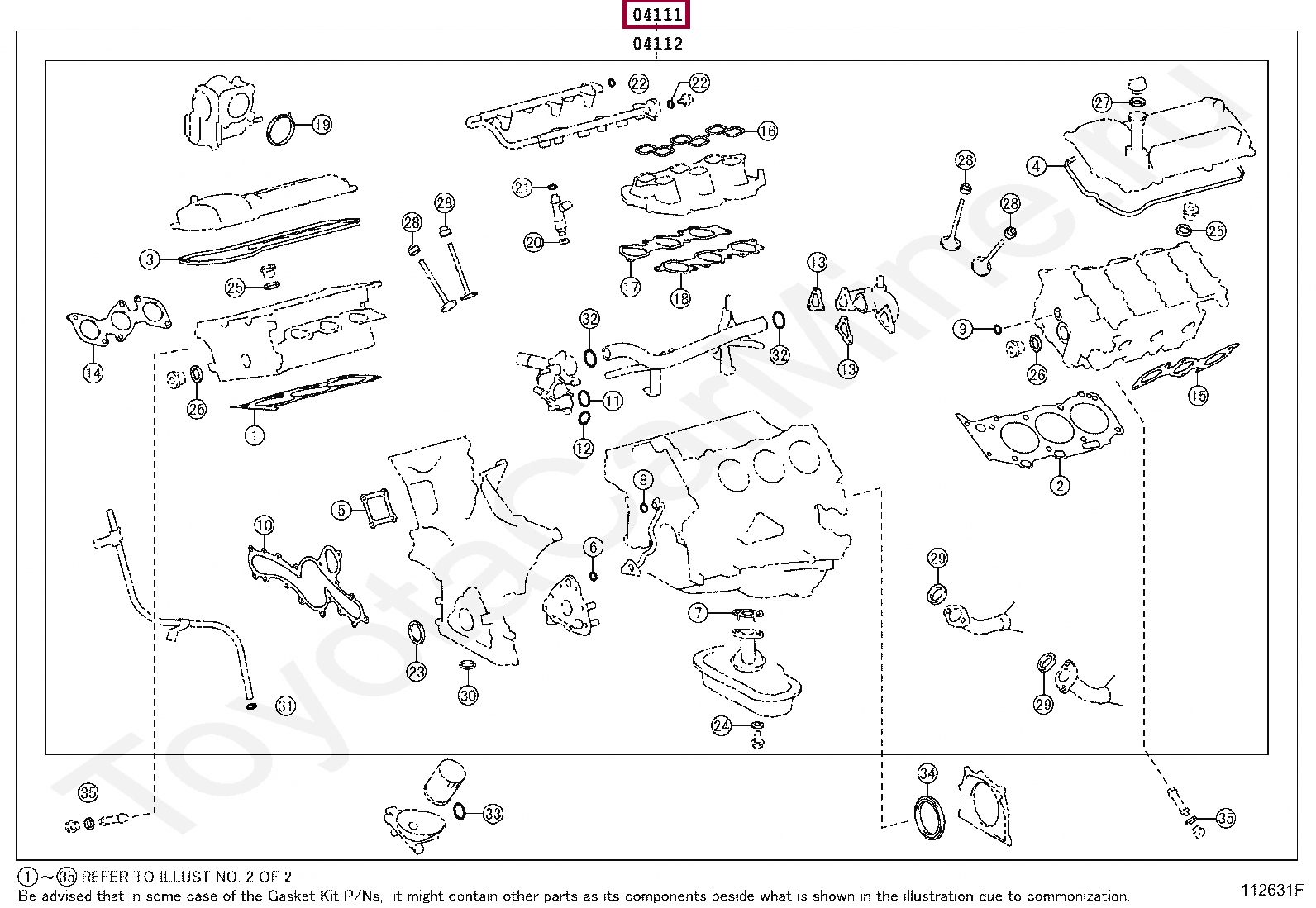 GASKET KIT, ENGINE OVERHAUL GASKET KIT, ENGINE OVERHAUL 0411131342
