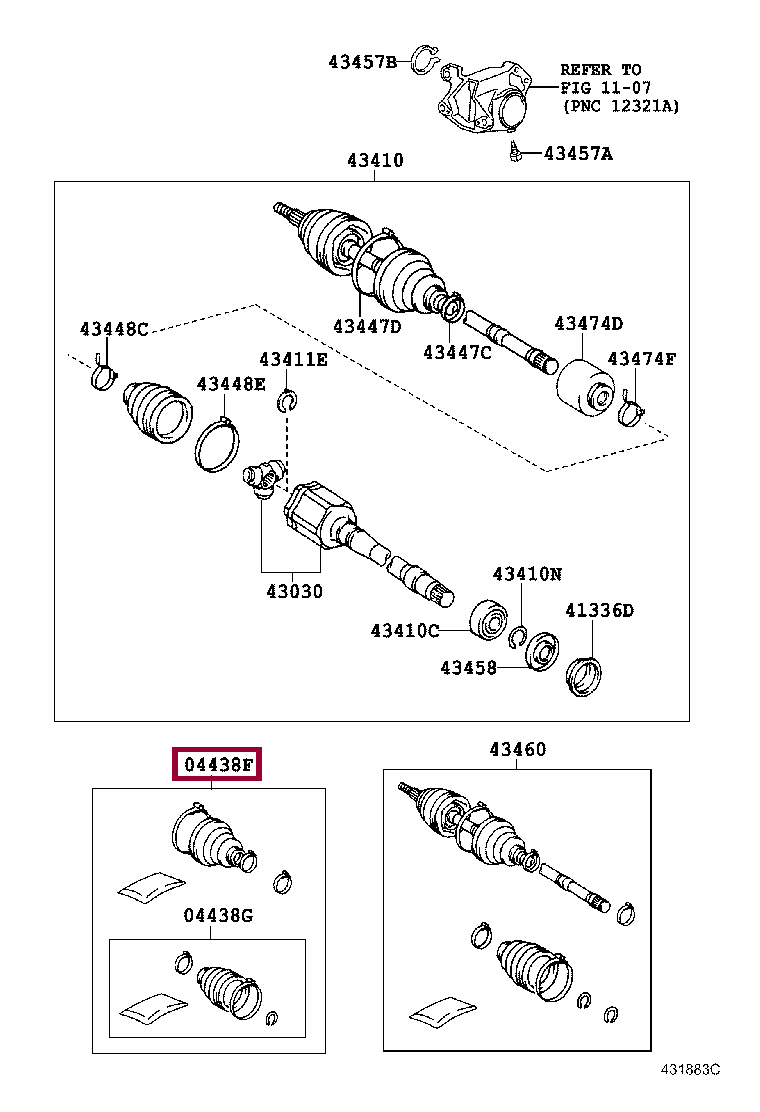 BOOT KIT, FRONT DRIVE SHAFT, IN & OUTBOARD, LH BOOT KIT, FRONT DRIVE SHAFT, IN & OUTBOARD, LH 044280W070