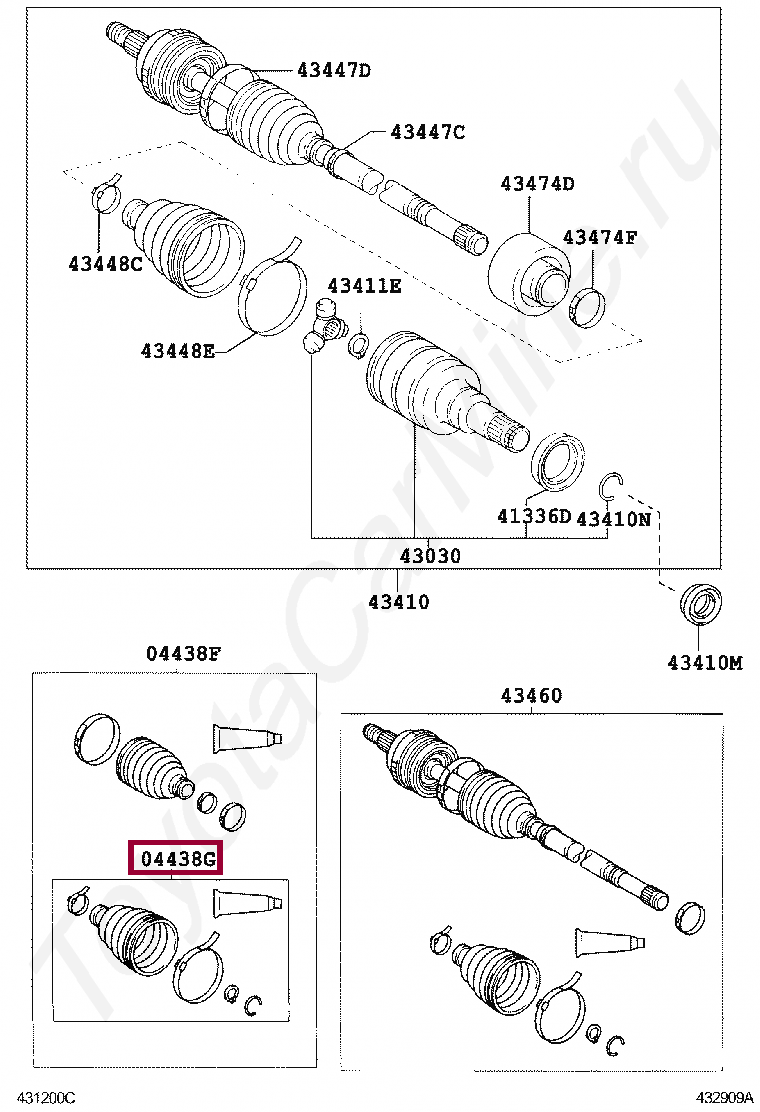 BOOT KIT, FRONT DRIVE SHAFT INBOARD JOINT, LH BOOT KIT, FRONT DRIVE SHAFT INBOARD JOINT, LH 044370D050