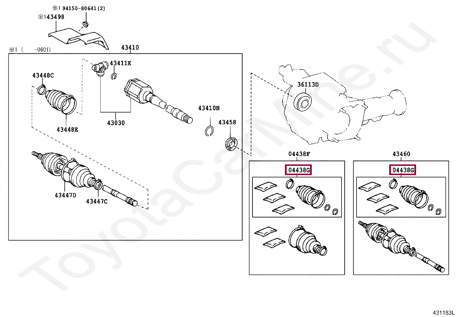 BOOT KIT, FRONT DRIVE SHAFT INBOARD JOINT, LH BOOT KIT, FRONT DRIVE SHAFT INBOARD JOINT, LH 0443808030