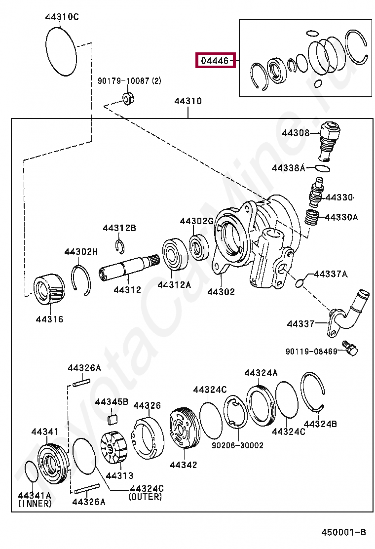 Комплект прокладок насоса ГУР Комплект прокладок насоса ГУР 0444626050