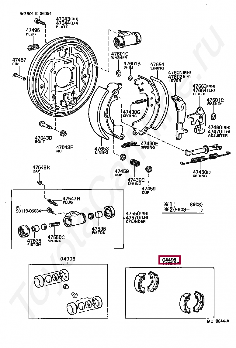 SHOE KIT, REAR BRAKE SHOE KIT, REAR BRAKE 0449527041
