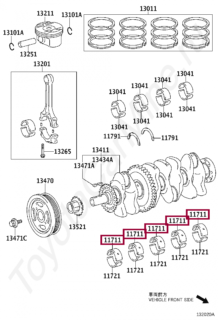 BEARING, CRANKSHAFT BEARING, CRANKSHAFT 117110V03002