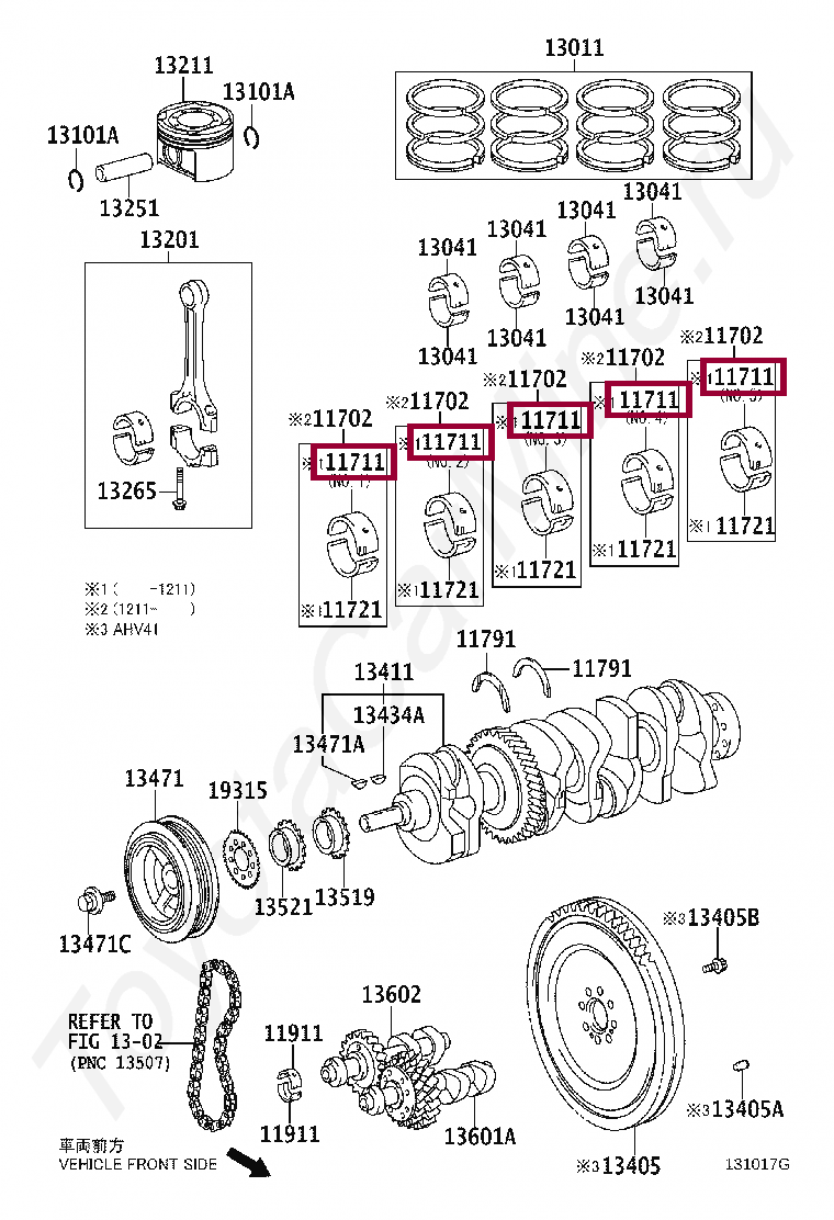 BEARING, CRANKSHAFT BEARING, CRANKSHAFT 117112802103