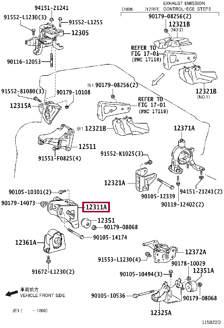 BRACKET, ENGINE MOUNTING, FRONT(FOR TRANSVERSE ENGINE) BRACKET, ENGINE MOUNTING, FRONT(FOR TRANSVERSE ENGINE) 1231137130