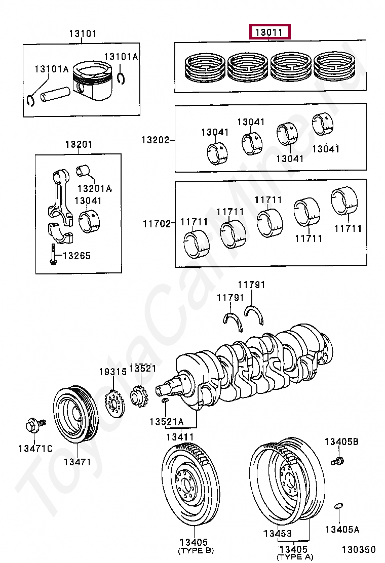 RING SET, PISTON RING SET, PISTON 1301122210