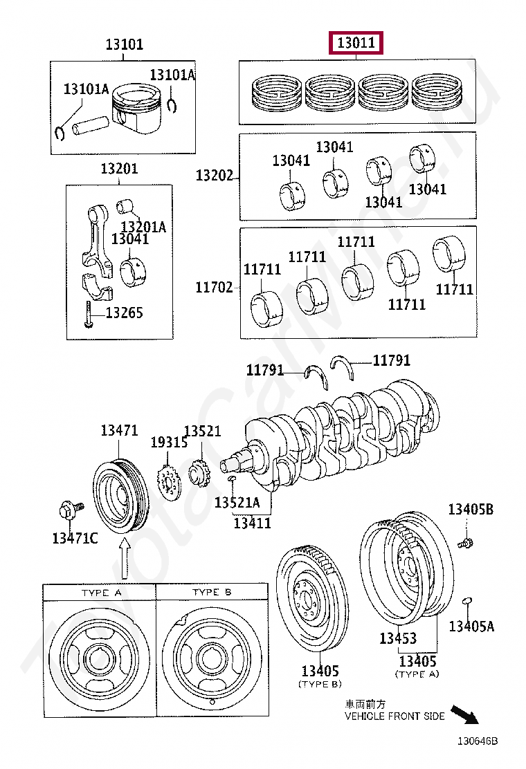 RING SET, PISTON RING SET, PISTON 1301122221