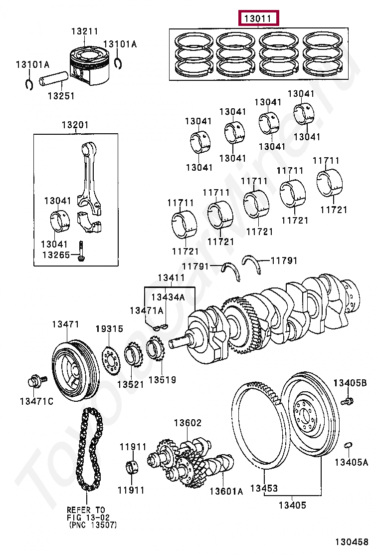RING SET, PISTON RING SET, PISTON 1301128102