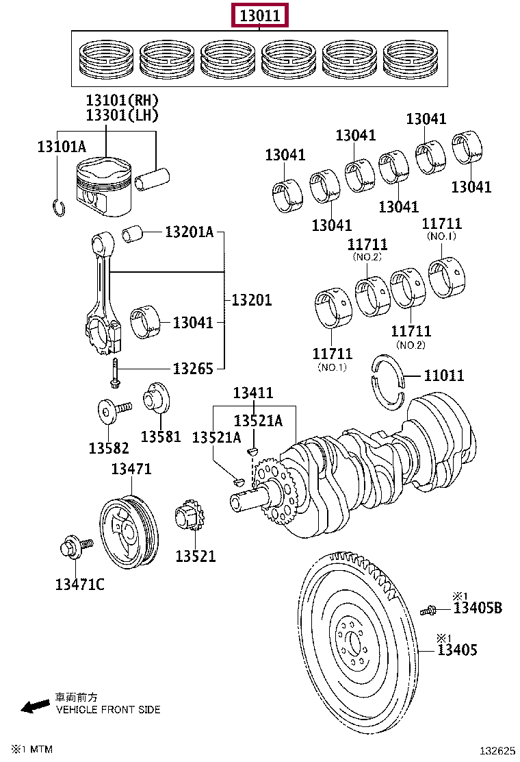 RING SET, PISTON RING SET, PISTON 1301131220