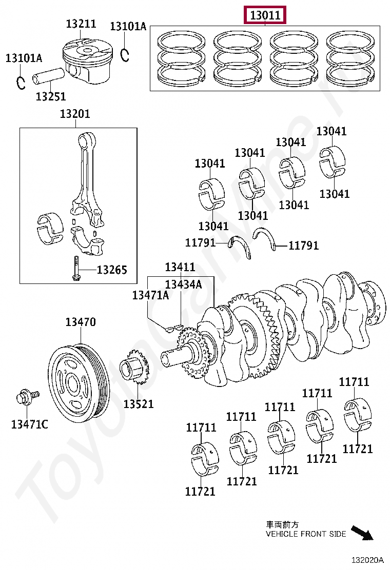 Запчасти Тойота: Набор поршневых колец (1301136020)