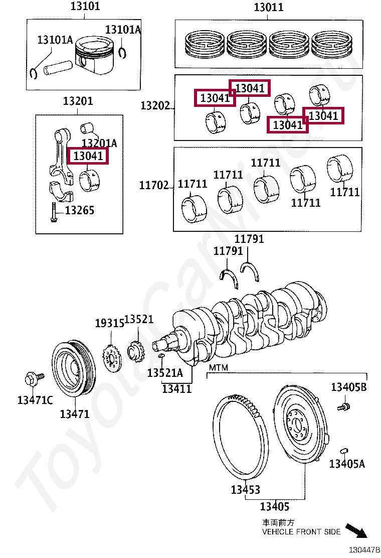 BEARING, CONNECTING ROD BEARING, CONNECTING ROD 130412202301
