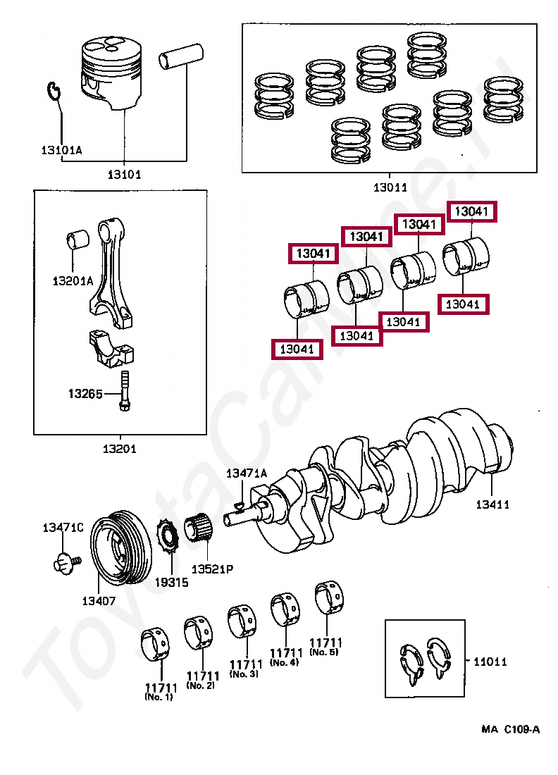 BEARING, CONNECTING ROD BEARING, CONNECTING ROD 130415003103