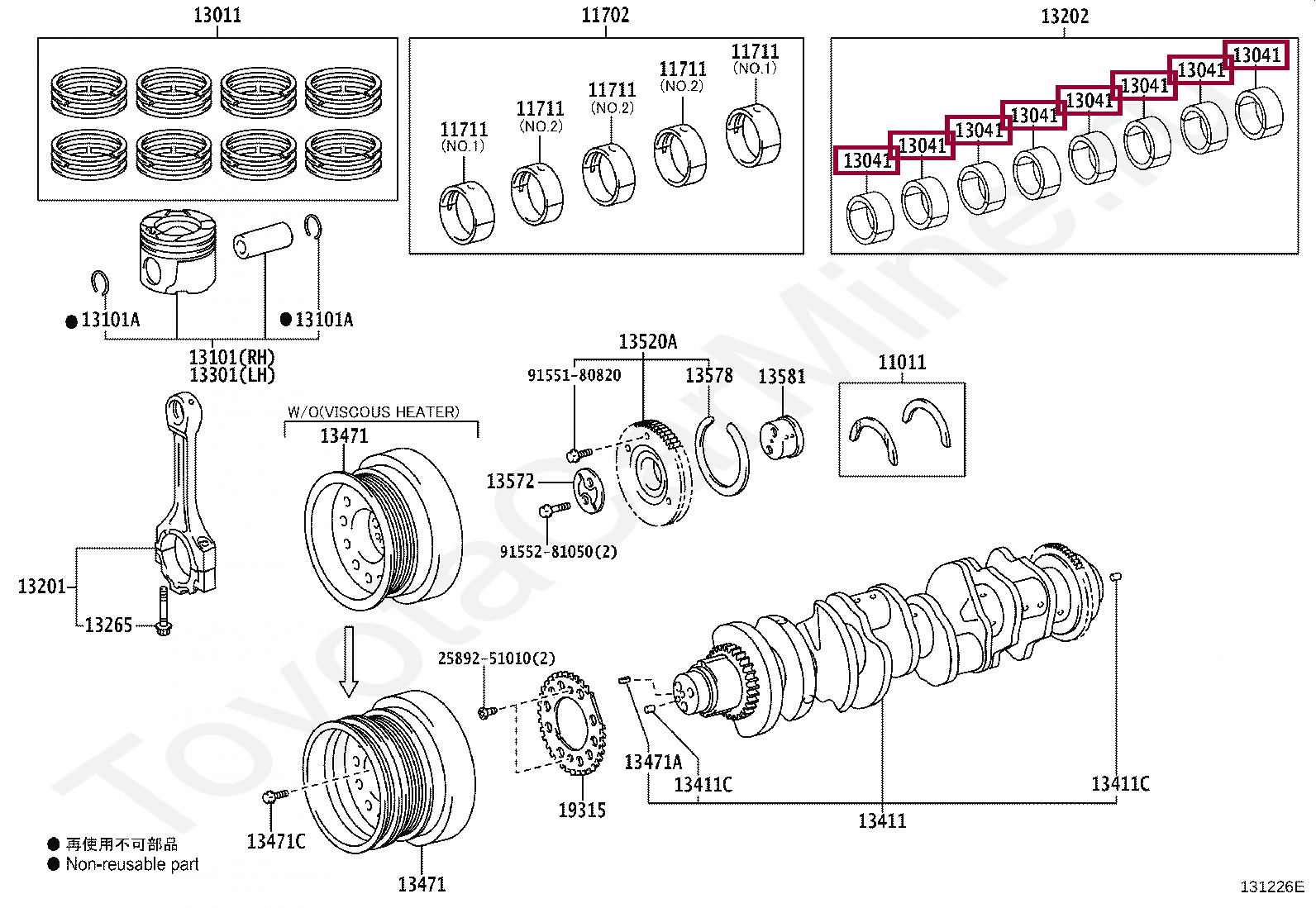 BEARING, CONNECTING ROD BEARING, CONNECTING ROD 130415102103