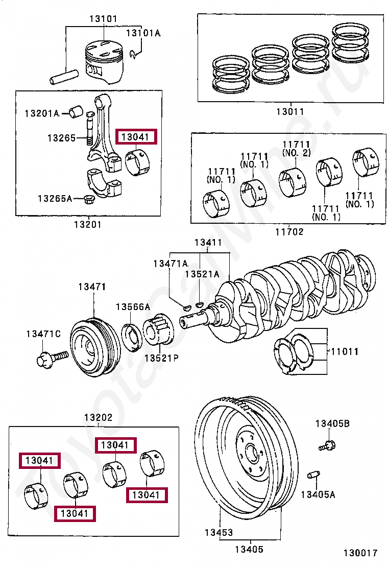 BEARING, CONNECTING ROD BEARING, CONNECTING ROD 130417404101