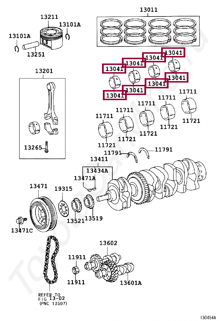 BEARING, CONNECTING ROD BEARING, CONNECTING ROD 132810H03101