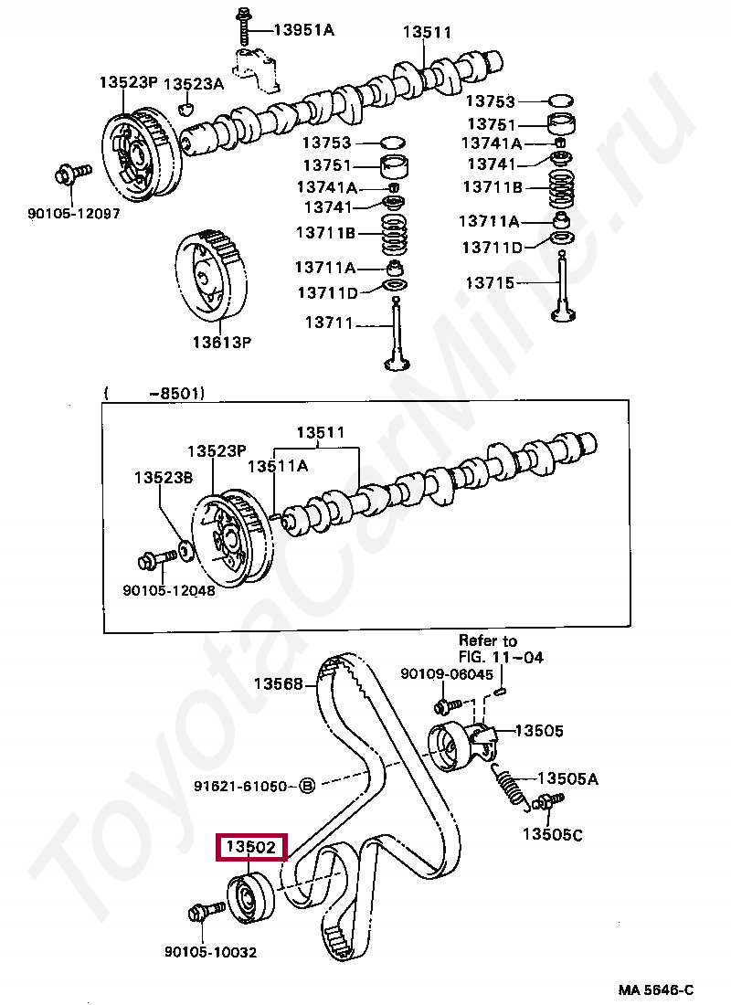 IDLER SUB-ASSY, TIMING BELT, NO.2 IDLER SUB-ASSY, TIMING BELT, NO.2 1350364021