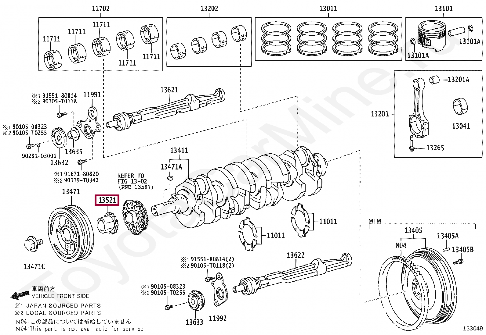 GEAR OR SPROCKET, CRANKSHAFT TIMING GEAR OR SPROCKET, CRANKSHAFT TIMING 1352175021