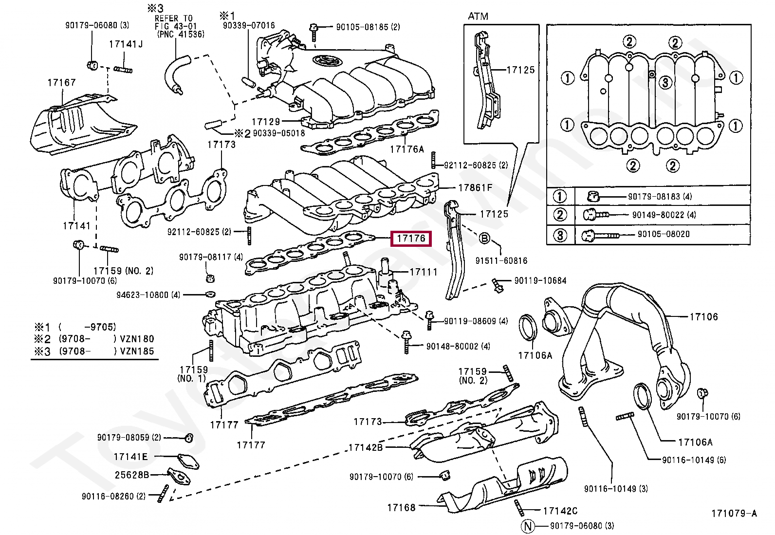 Запчасти Тойота GASKET, AIR SURGE TANK TO INTAKE MANIFOLD, NO.2