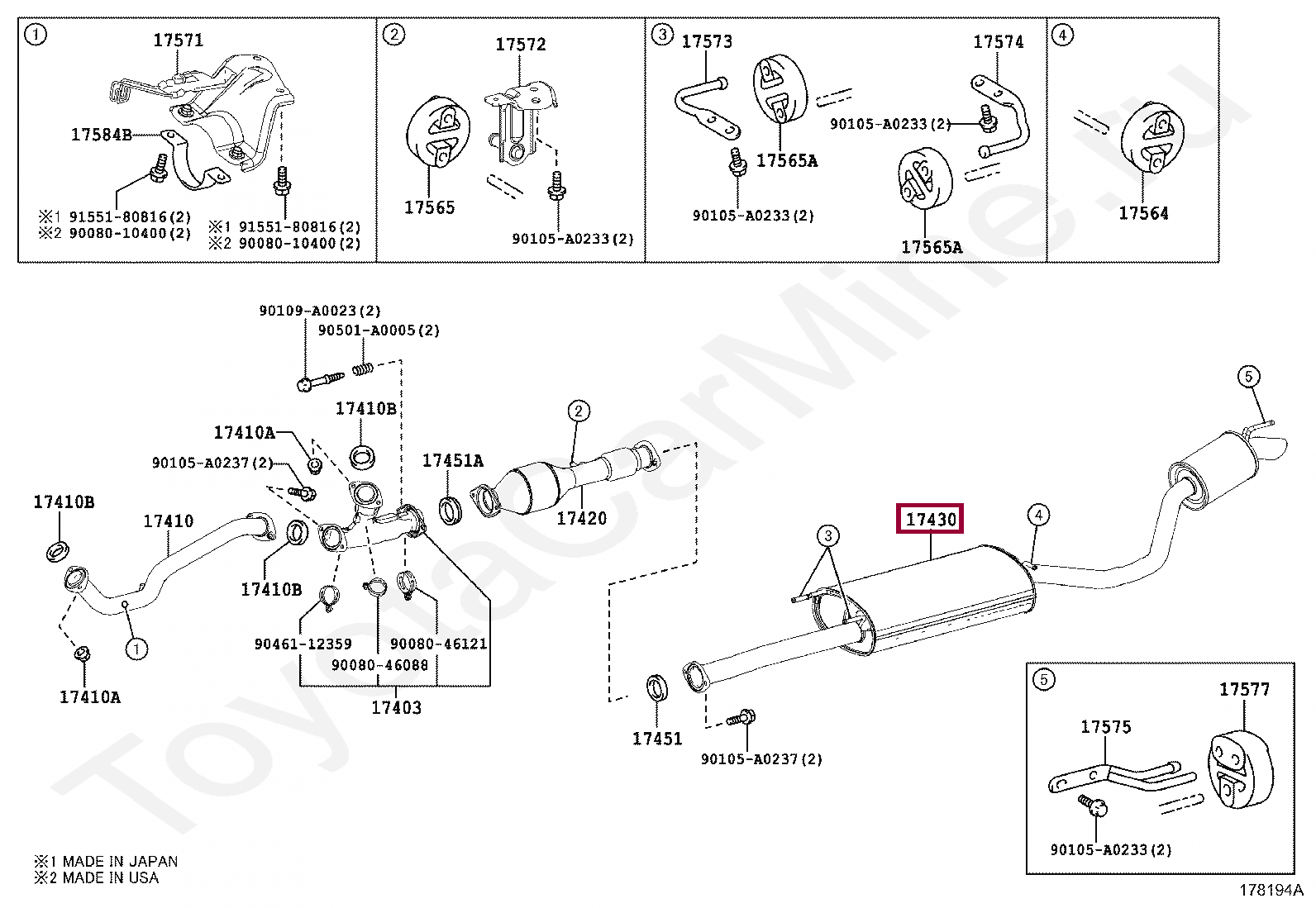 PIPE ASSY, EXHAUST, TAIL PIPE ASSY, EXHAUST, TAIL 174300P340