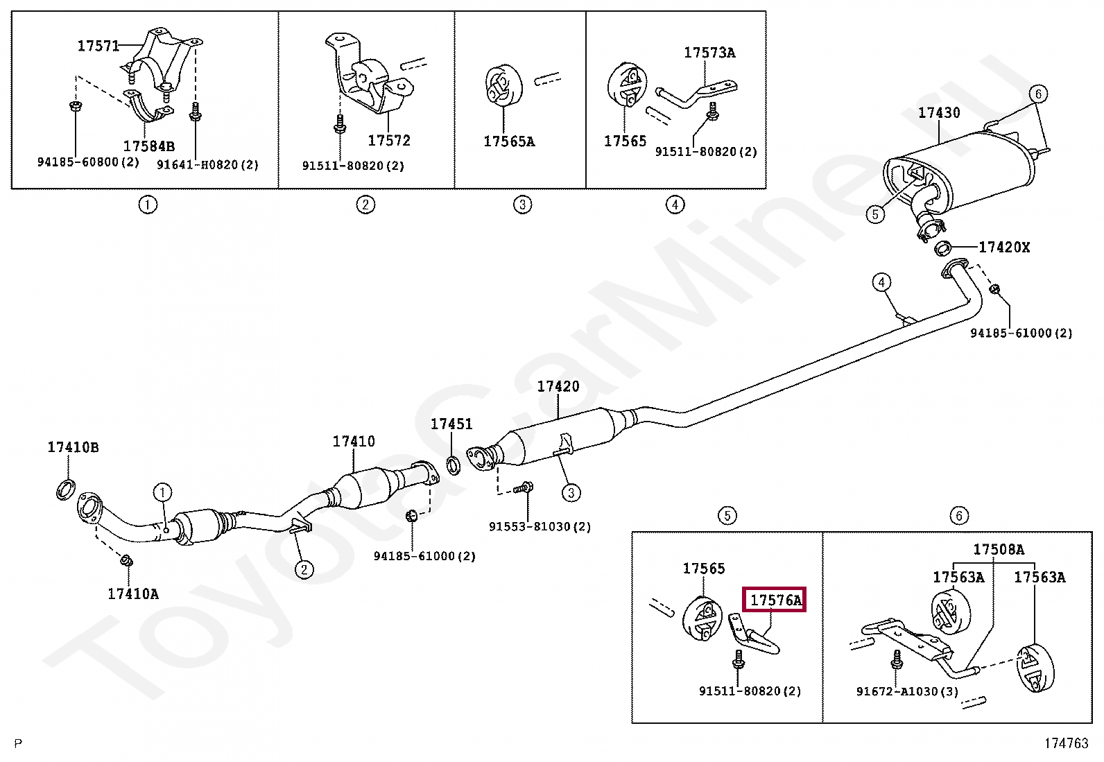 BRACKET, EXHAUST PIPE SUPPORT, NO.6 BRACKET, EXHAUST PIPE SUPPORT, NO.6 1757631070