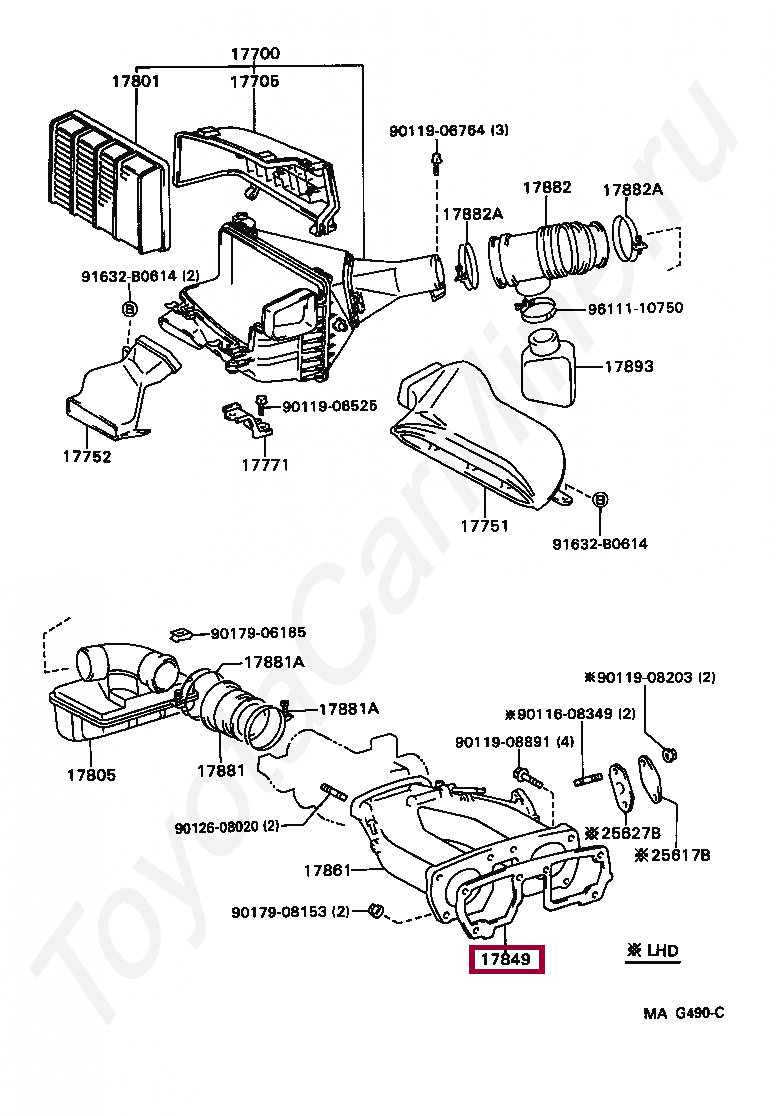 Запчасти Тойота GASKET, INTAKE AIR CONNECTOR (1784946010)