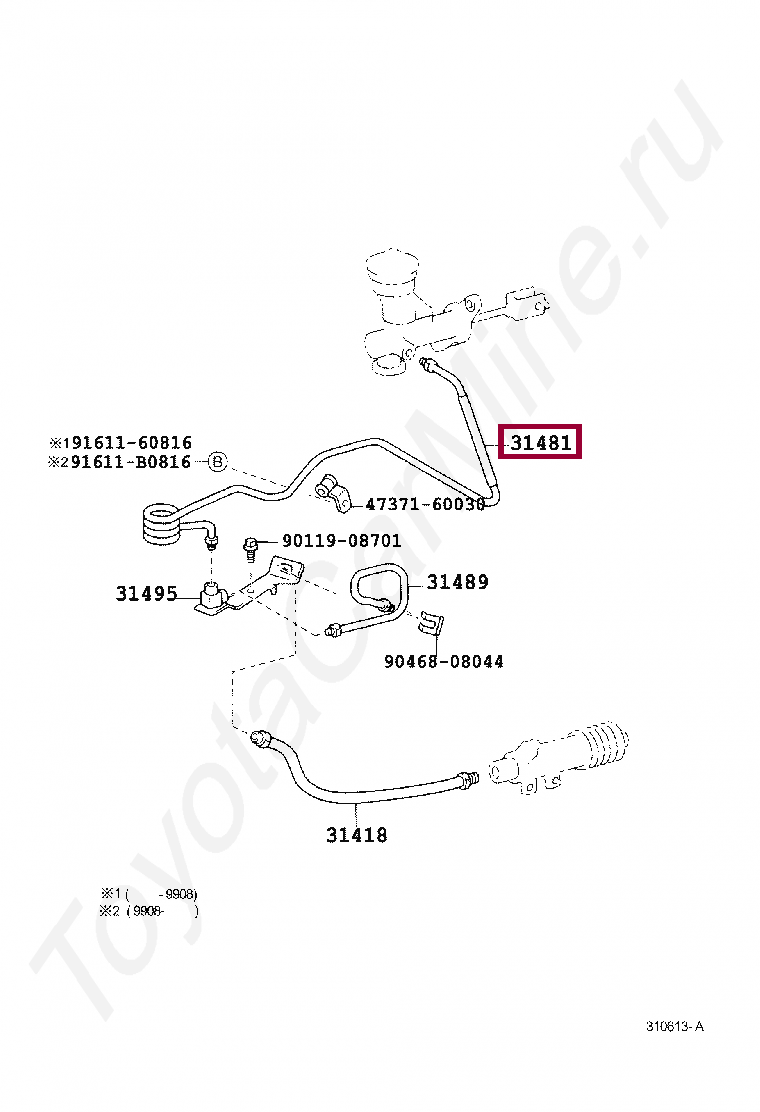 TUBE, CLUTCH MASTER CYLINDER TO FLEXIBLE HOSE TUBE, CLUTCH MASTER CYLINDER TO FLEXIBLE HOSE 314816A020