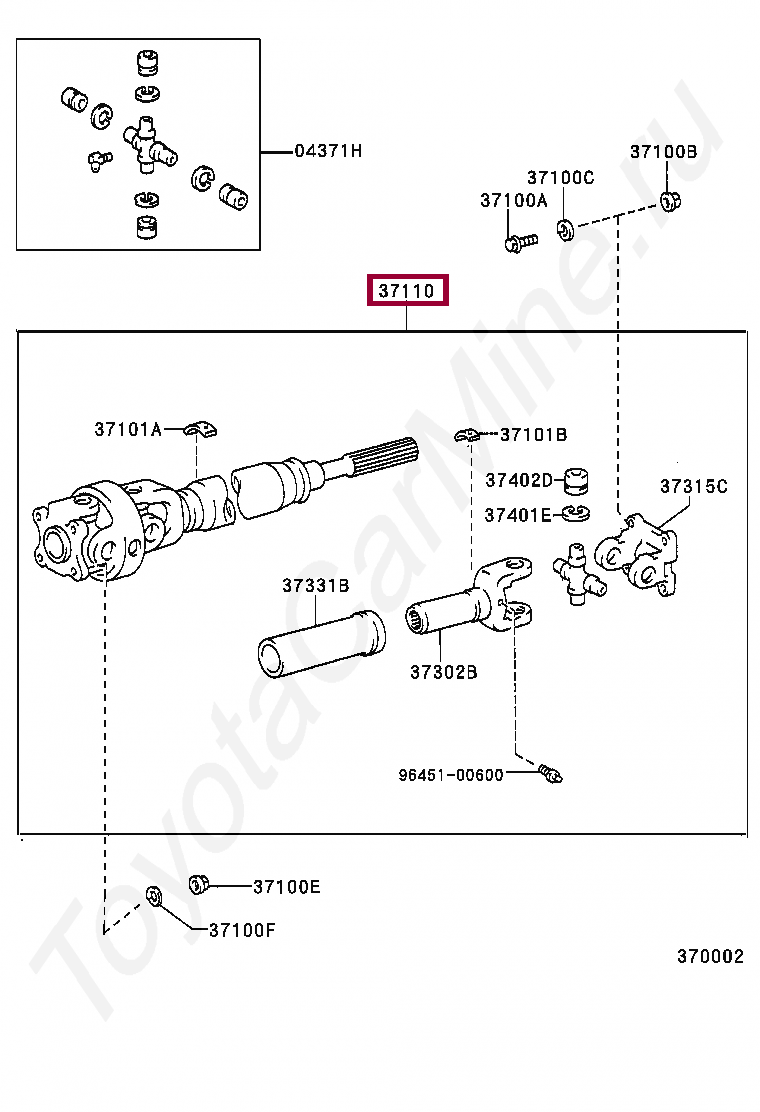 Запчасти Тойота: SHAFT ASSY, PROPELLER (3711060820)