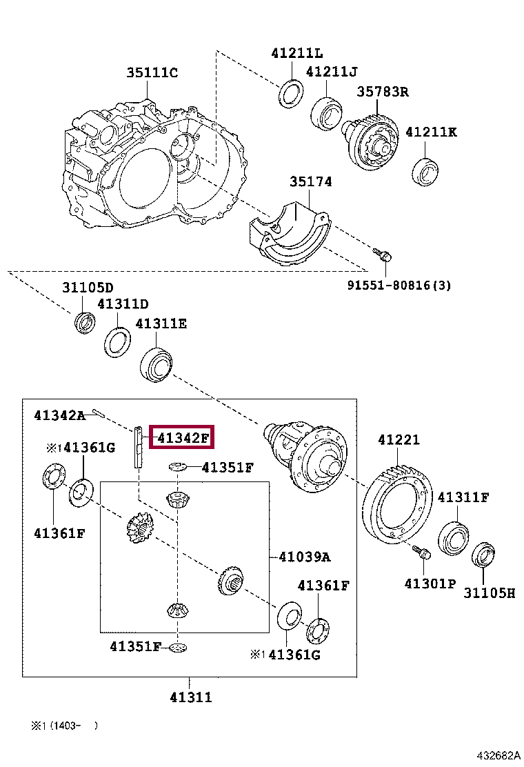 SHAFT, FRONT DIFFERENTIAL PINION, NO.1 SHAFT, FRONT DIFFERENTIAL PINION, NO.1 4134273011