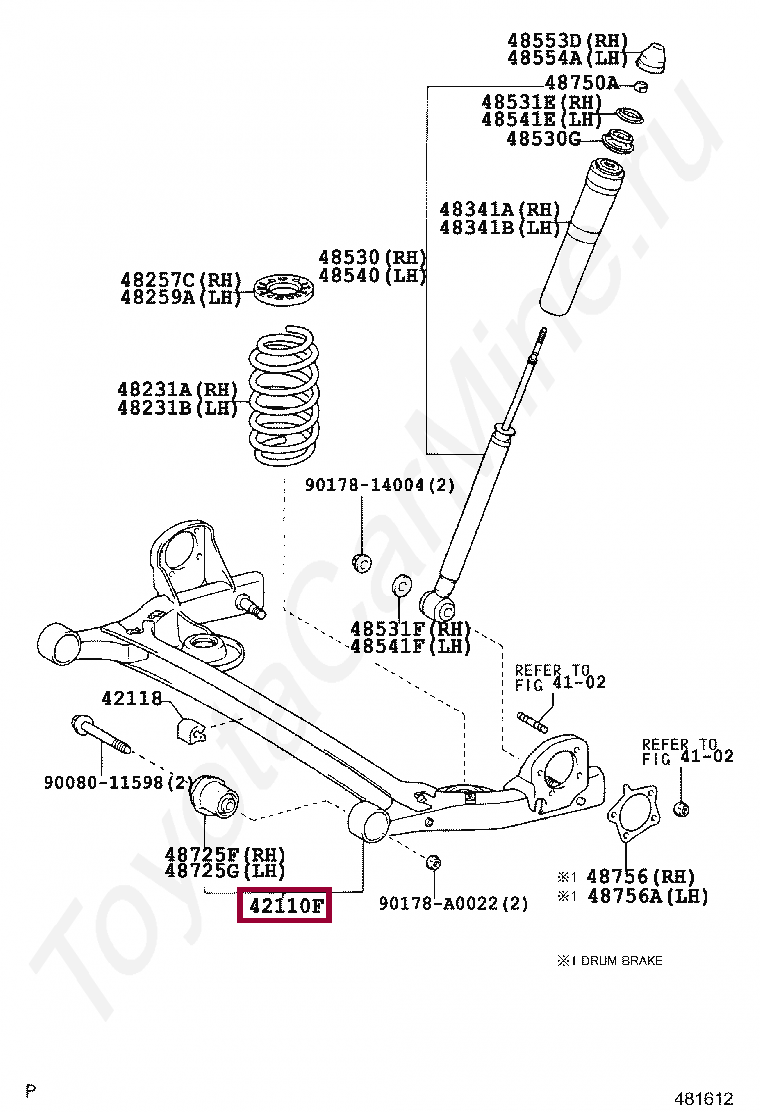Запчасти Тойота BEAM ASSY, REAR AXLE (4211008021)