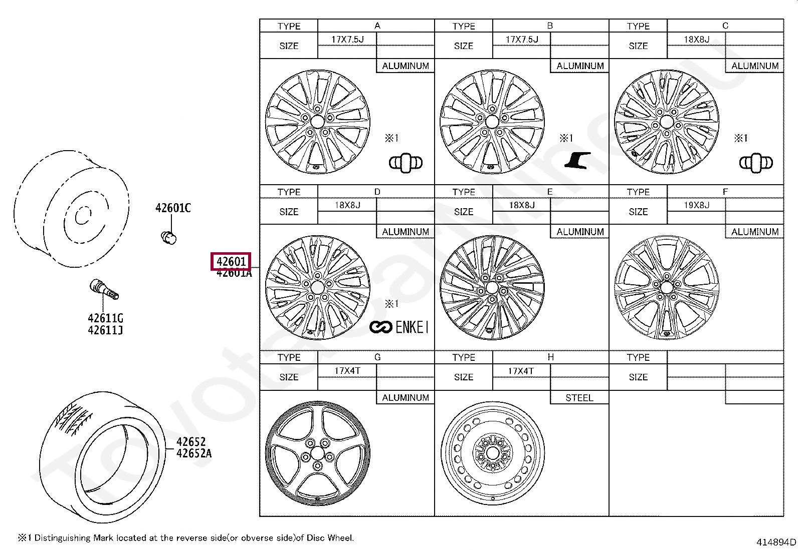 WHEEL, DISC (FOR SPARE) WHEEL, DISC (FOR SPARE) 4261133D70