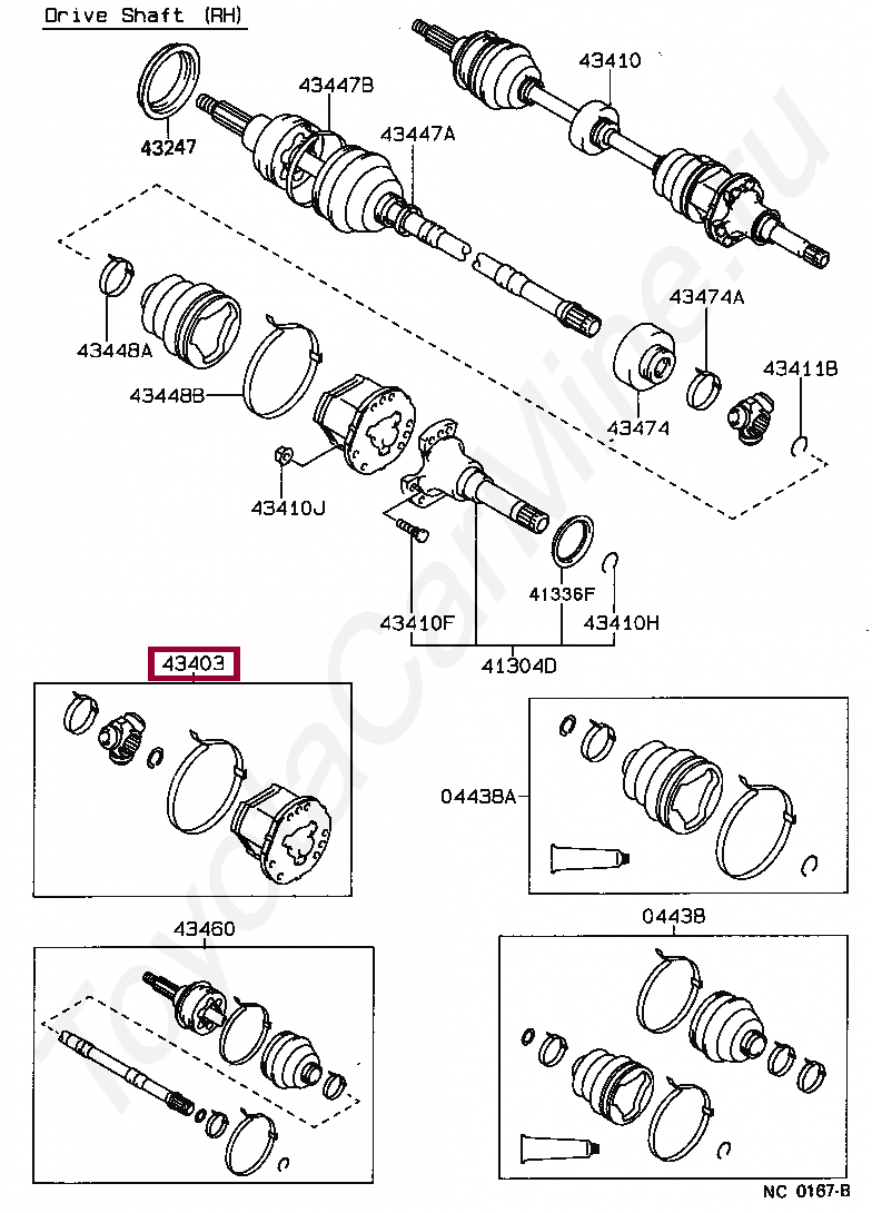 Запчасти Тойота JOINT SET, FRONT AXLE INBOARD, RH (4303020020)