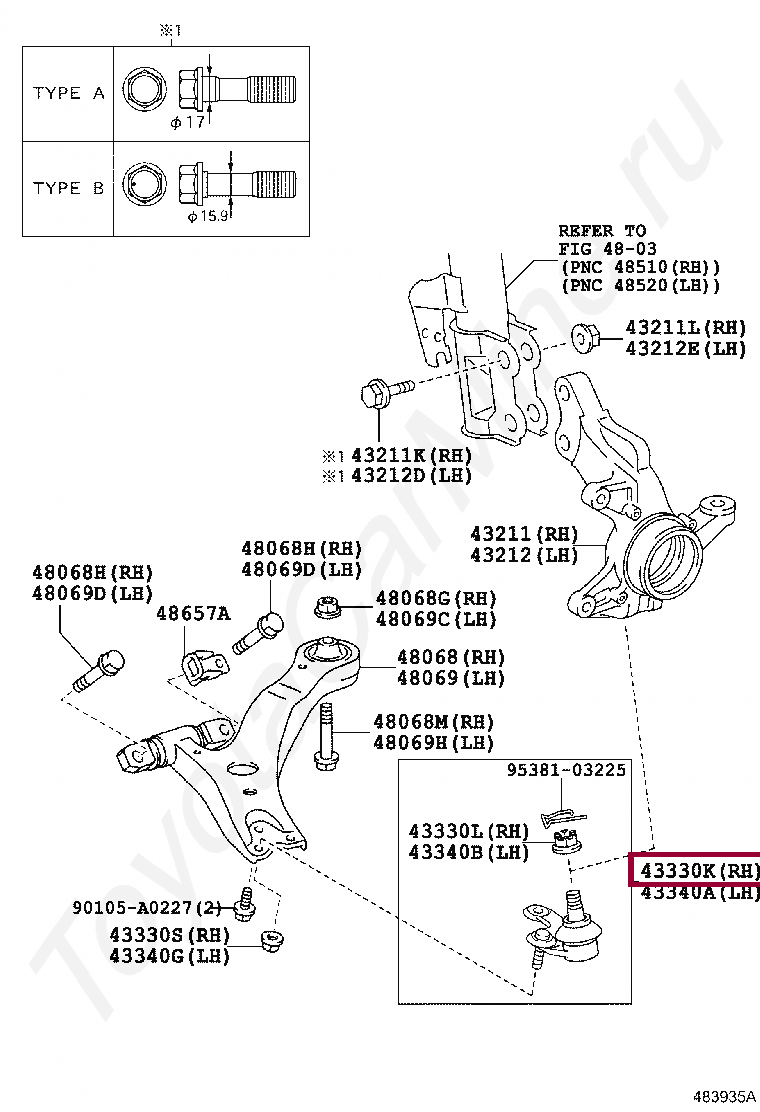 Шаровая опора правая Шаровая опора правая 4333009780