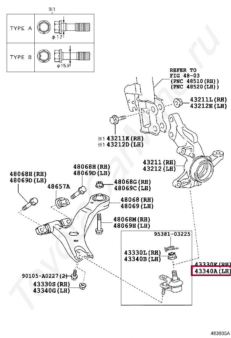 Опора шаровая левая Опора шаровая левая 4334009140