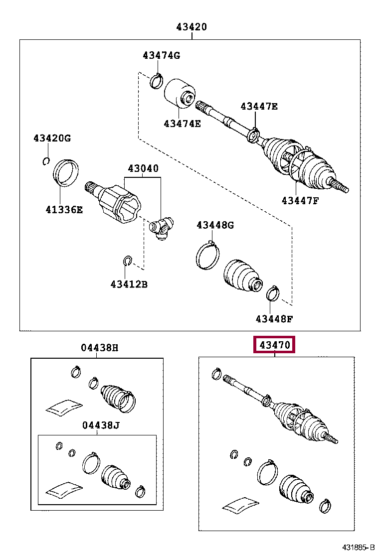 SHAFT ASSY, FRONT DRIVE OUTBOARD JOINT, LH SHAFT ASSY, FRONT DRIVE OUTBOARD JOINT, LH 4347009V60