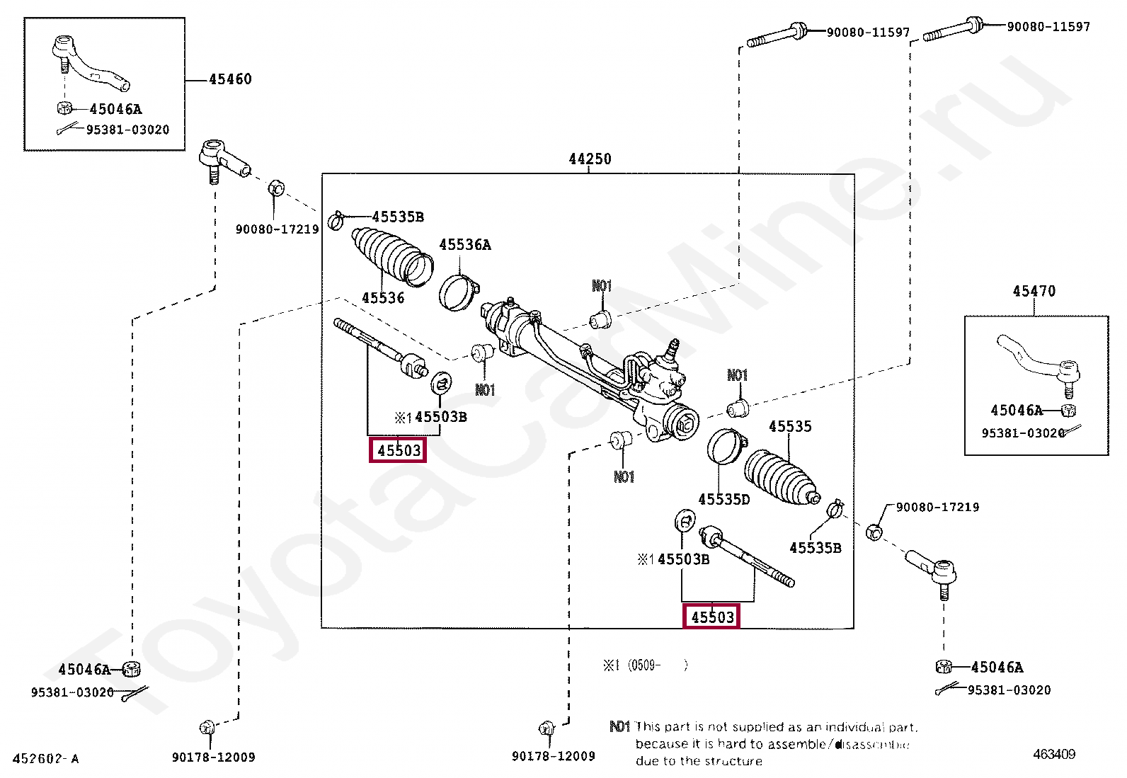 END SUB-ASSY, STEERING RACK END SUB-ASSY, STEERING RACK 4550309250