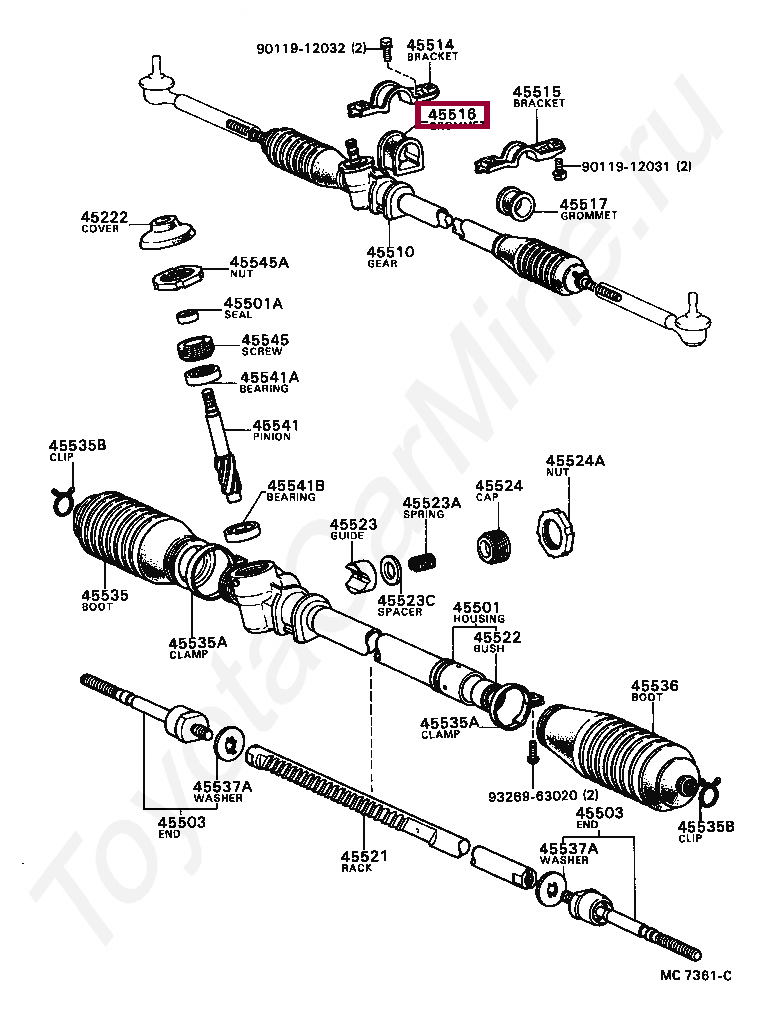GROMMET, STEERING RACK HOUSING, NO.1 GROMMET, STEERING RACK HOUSING, NO.1 4551622010
