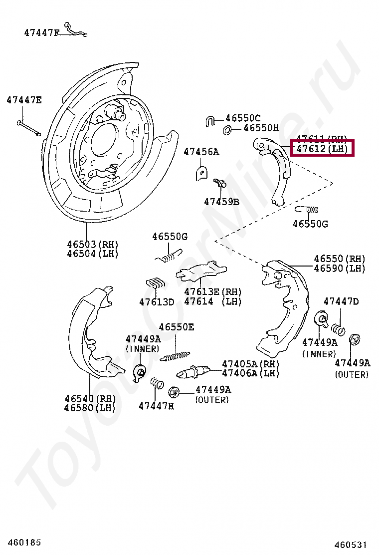 LEVER, PARKING BRAKE SHOE, LH LEVER, PARKING BRAKE SHOE, LH 466210E010