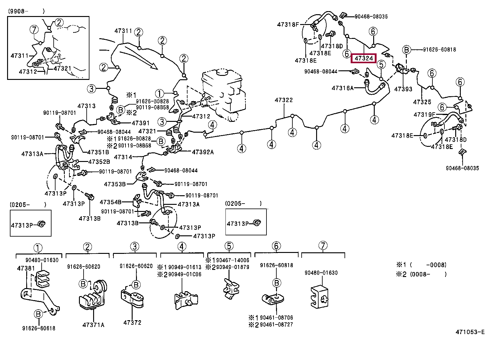 Трубка задняя правая (ABS & VSC) Трубка задняя правая (ABS & VSC) 4732460322