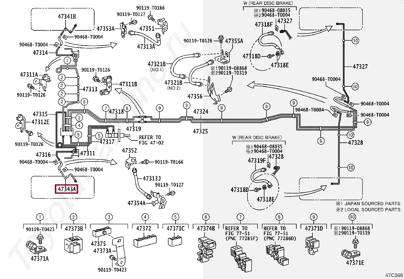 TUBE, WHEEL CYLINDER, FRONT LH NO.1 TUBE, WHEEL CYLINDER, FRONT LH NO.1 473430K080