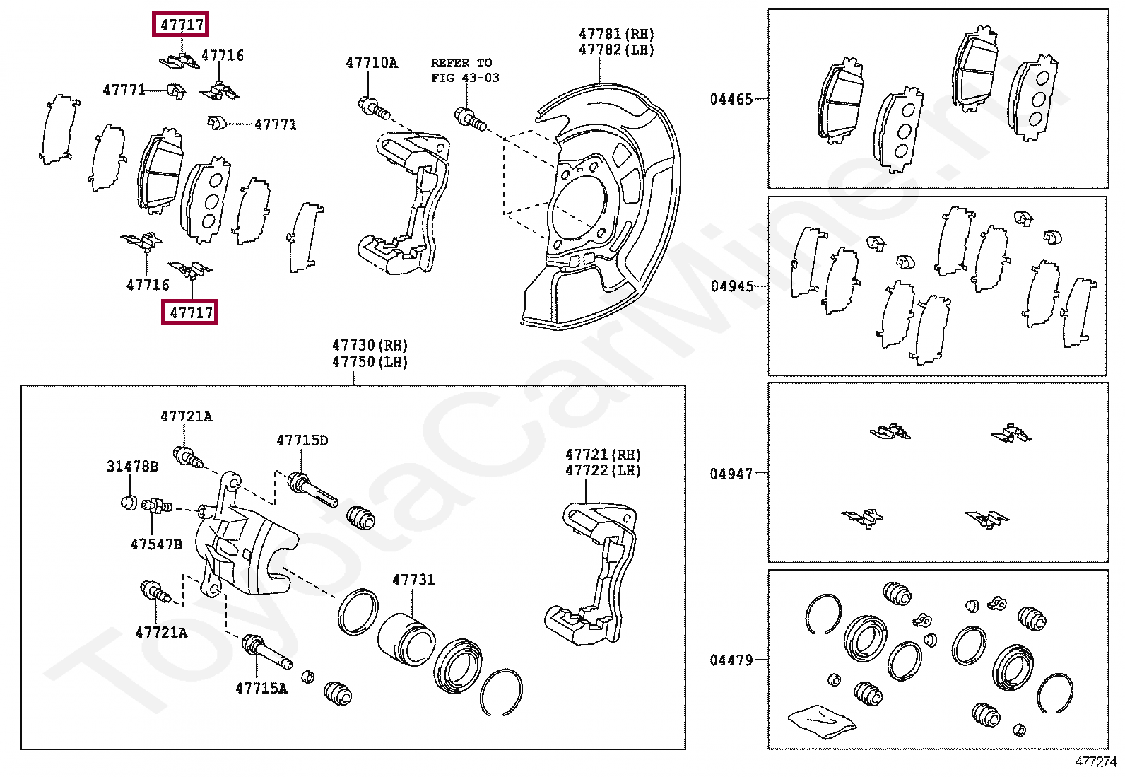 PLATE, PAD SUPPORT, NO.2(FOR FRONT DISC BRAKE) PLATE, PAD SUPPORT, NO.2(FOR FRONT DISC BRAKE) 4771752191