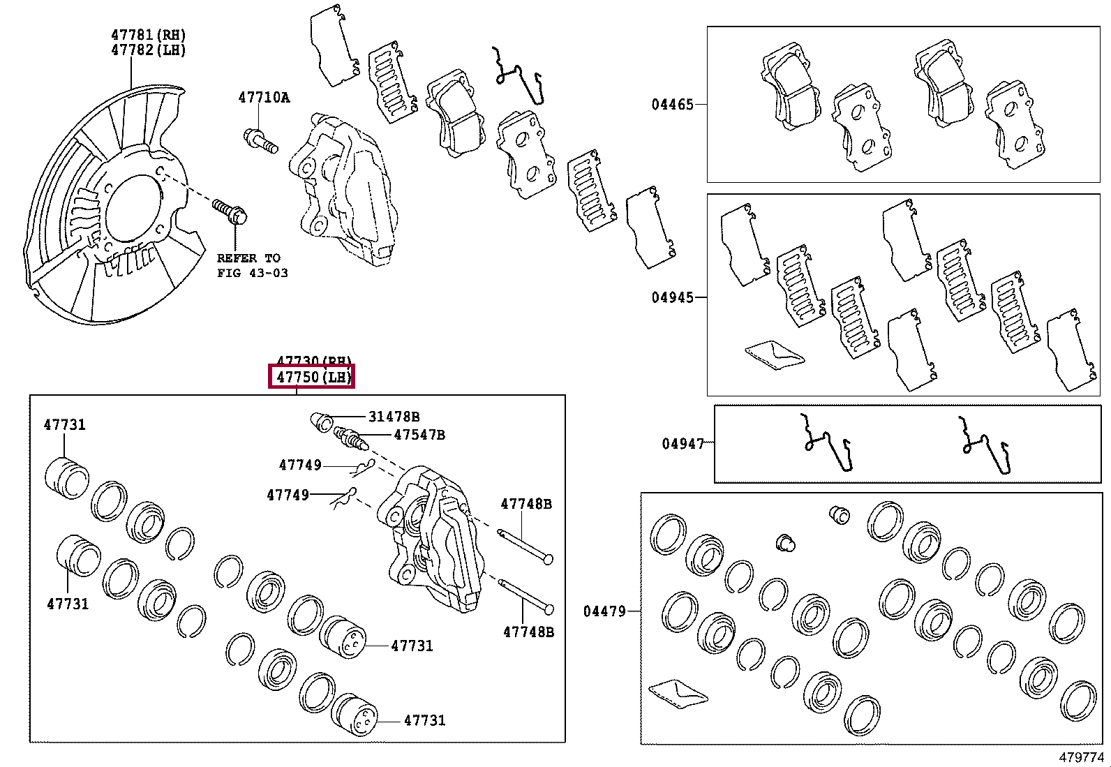 Суппорт тормозной передний левый Суппорт тормозной передний левый 477500K300