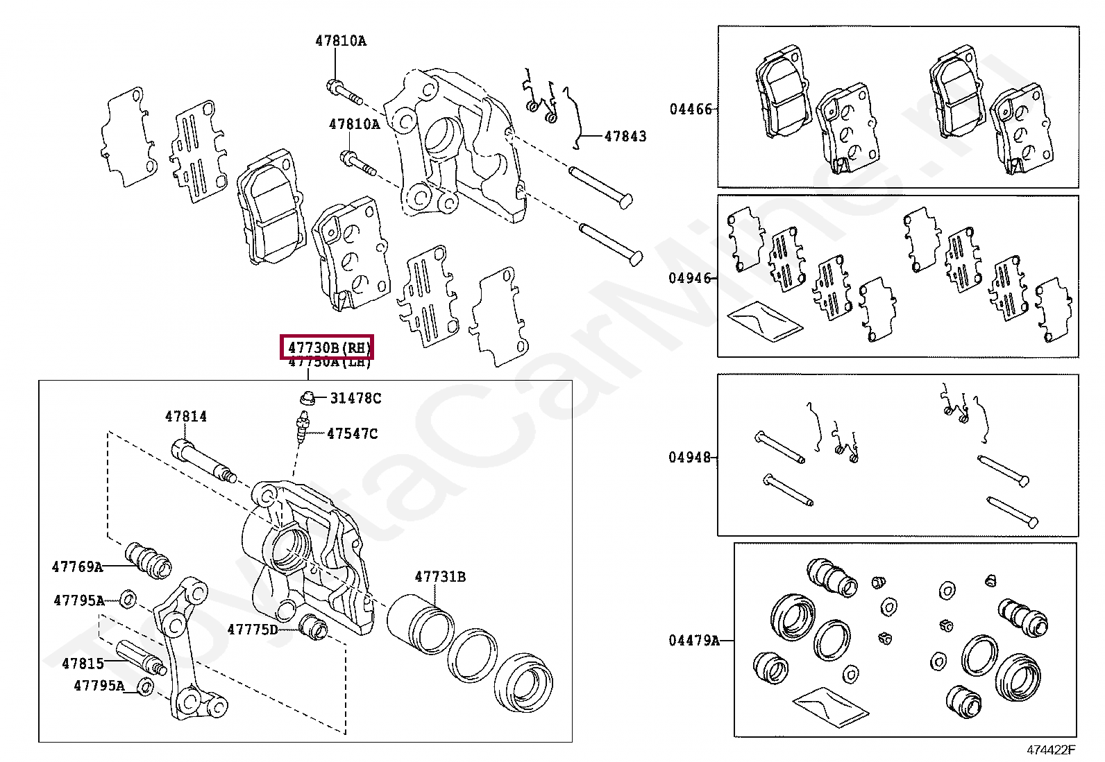 CYLINDER ASSY, REAR DISC BRAKE, RH CYLINDER ASSY, REAR DISC BRAKE, RH 4783022221