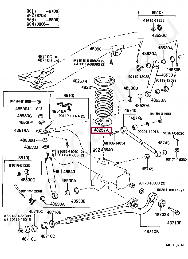 Запчасти Тойота INSULATOR, REAR COIL SPRING, LOWER (4825860010)