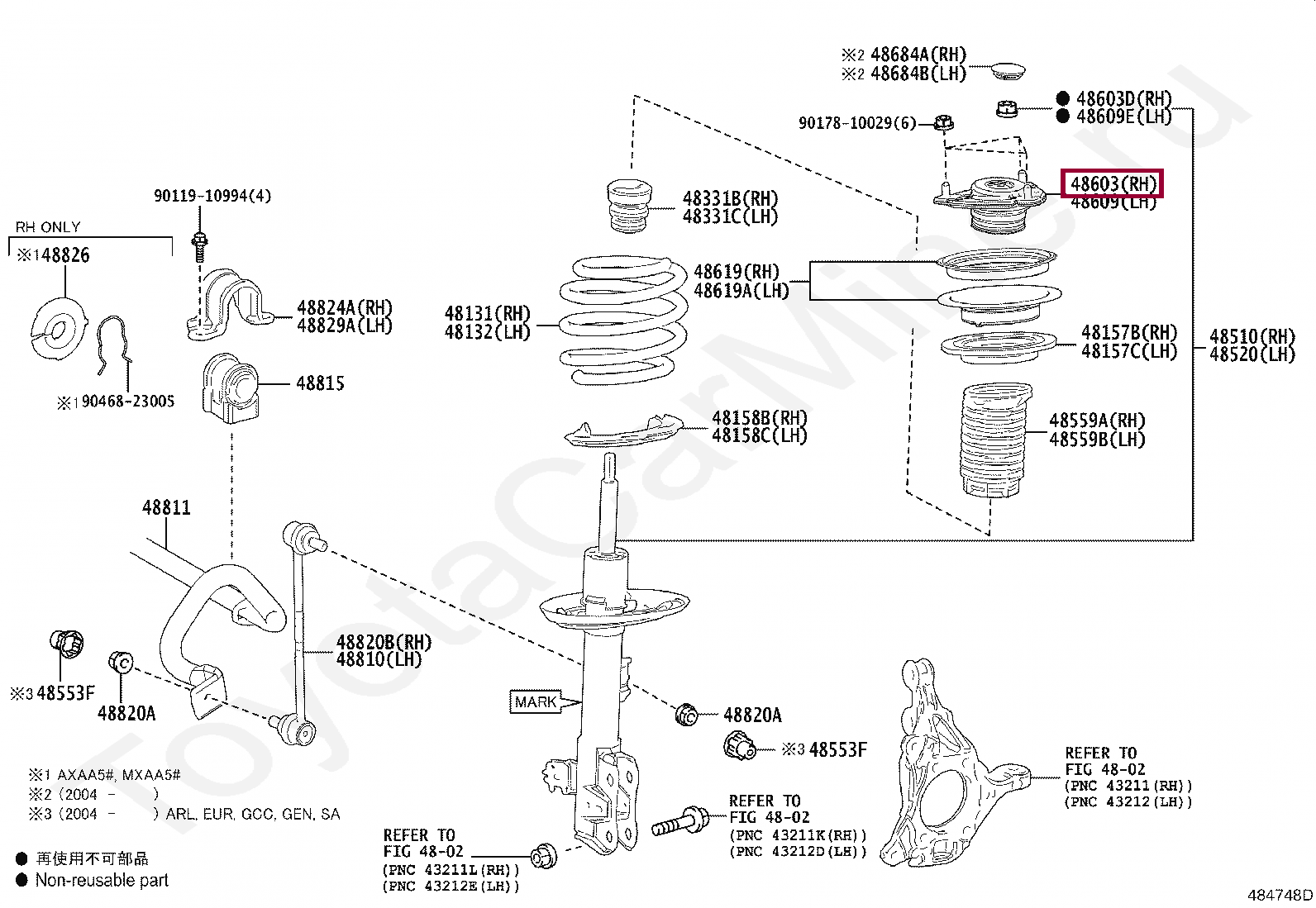SUPPORT SUB-ASSY, FRONT SUSPENSION, LH SUPPORT SUB-ASSY, FRONT SUSPENSION, LH 4860942070