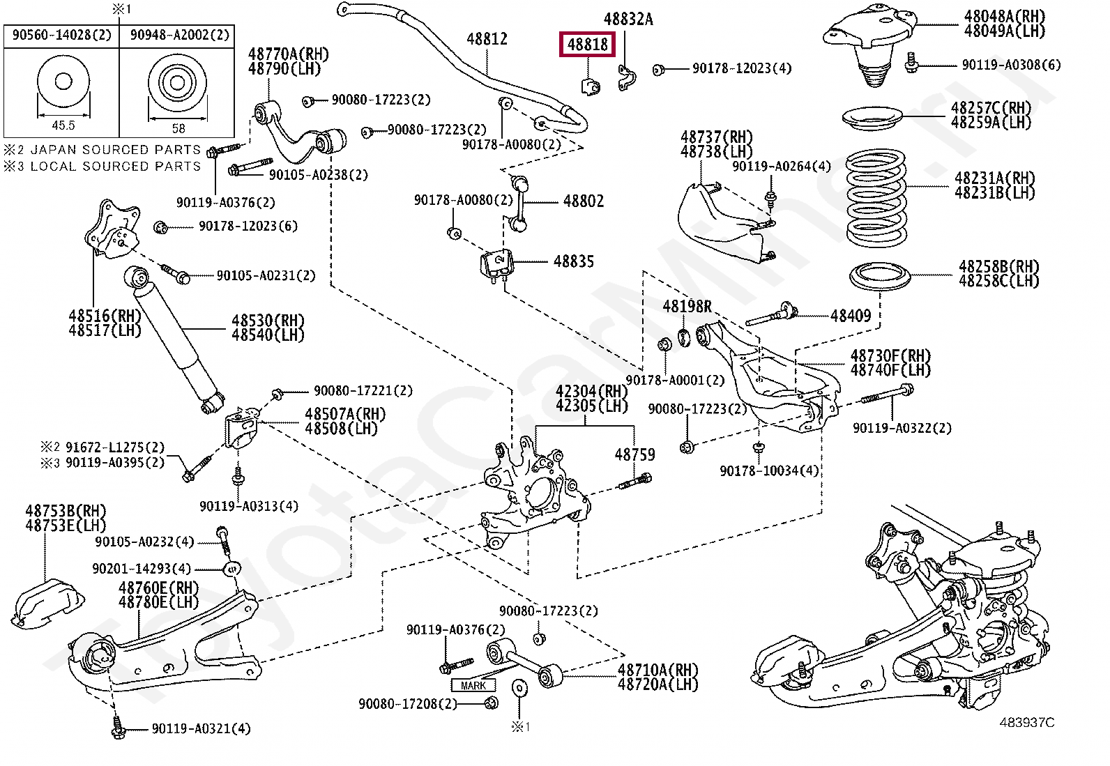 Втулка задн стабилизатора Втулка задн стабилизатора 4881848060
