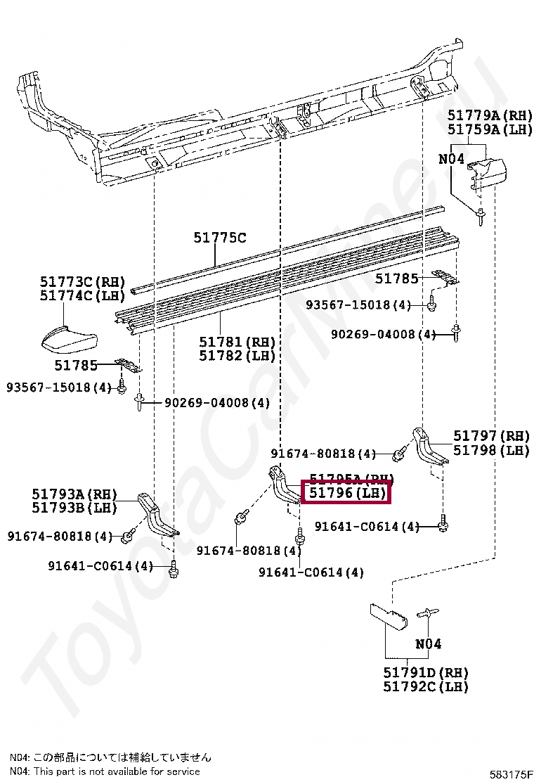 BRACKET, SIDE STEP, NO.2 LH BRACKET, SIDE STEP, NO.2 LH 5179660030